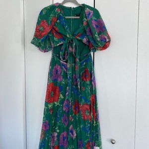 Never worn ASOS midi size 6 front tie green dress